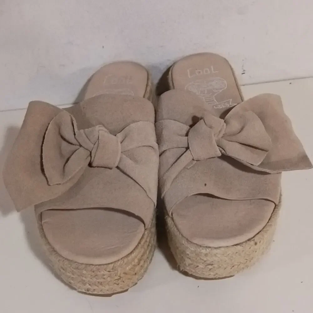 Cool My Shoes Platform Tan Jute Espidrilles sz 8